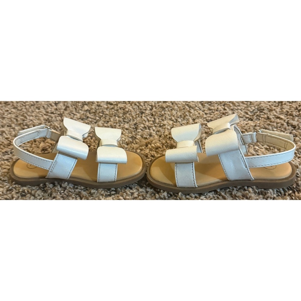 Cat & Jack Girls White Ruby Bow Sandals Size 7 - Picture 7 of 9